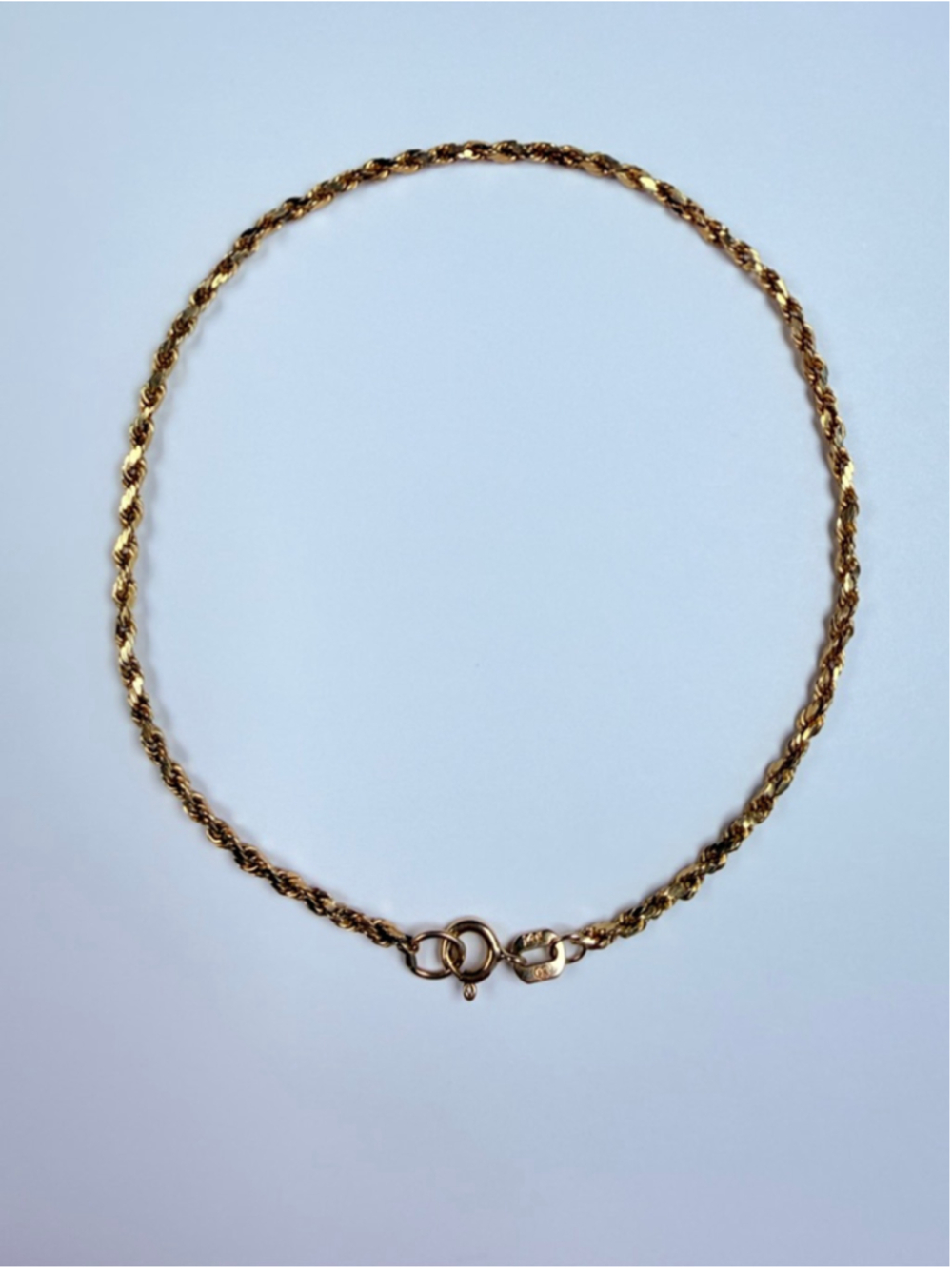 14K Solid Yellow Gold OroAmerica Rope Link Chain 1.5MM Vintage Bracelet